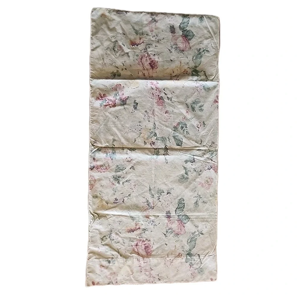 Vintage Ralph Lauren Francesca Tea Stain Pink Green Floral KING Pillowcase